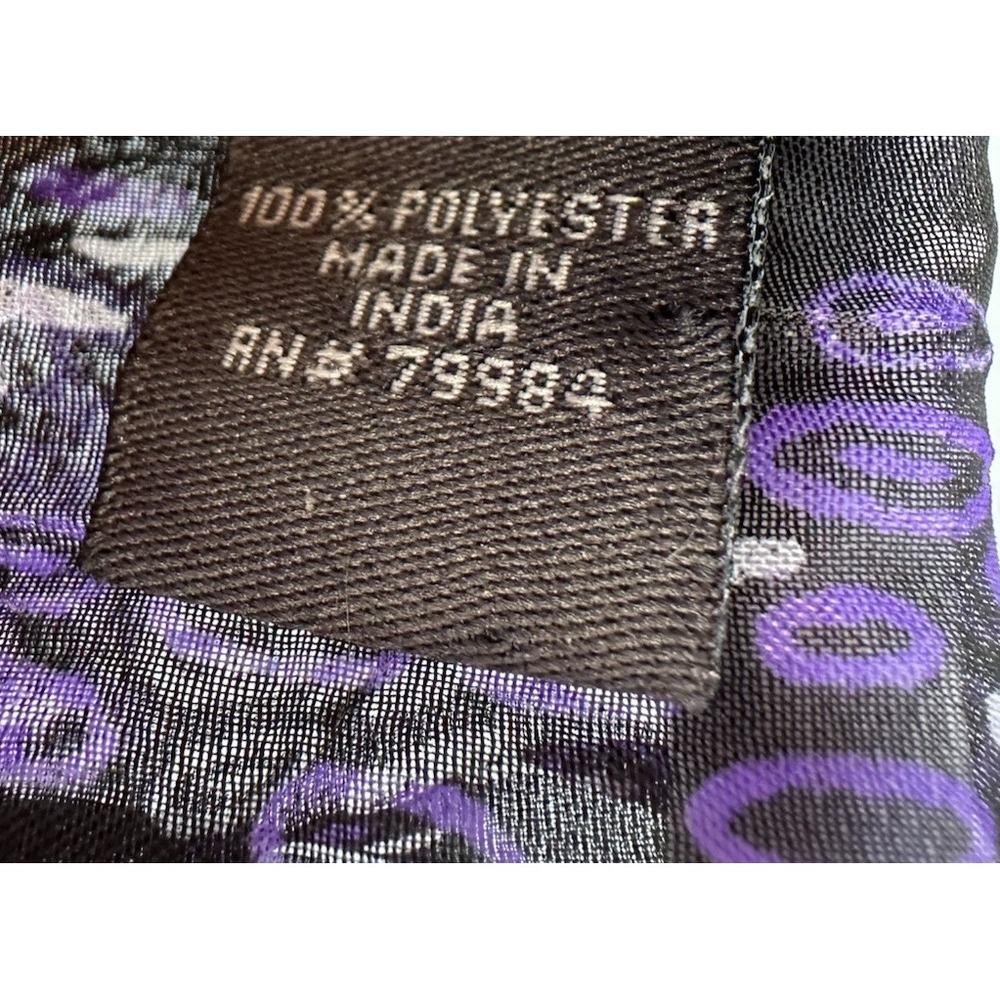 Chico's Additions Sheer Textured Scarf Purple Black Abstract Print 19x72 - Picture 5 of 5